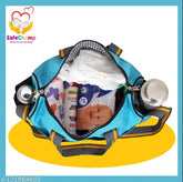 Sky Blue fabric net diaper bag, safe for mom and baby's essentials, multipurpose tote by SafeChamp